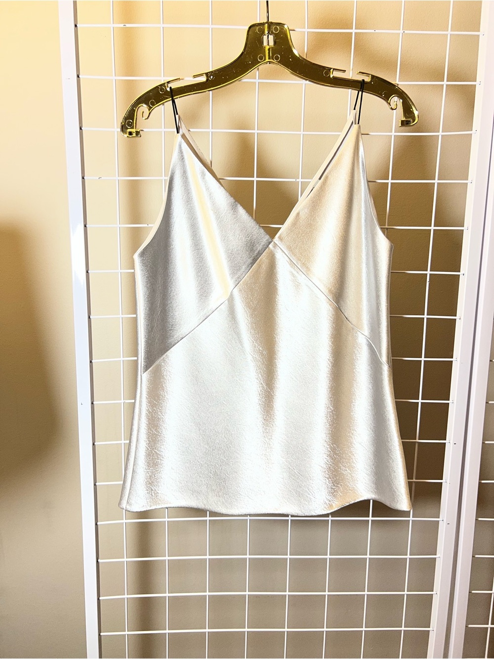 Vince Ivory Satin V-Neck Slip Cami